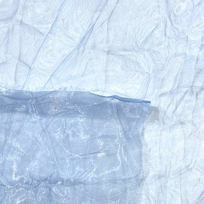 生地 【 クラッシュオーガンジー スカイ 】 138cm巾 オーガンジー生地 シワ加工オーガンジー しわ感生地 透け感生地