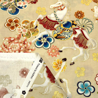 和柄馬シーチング生地