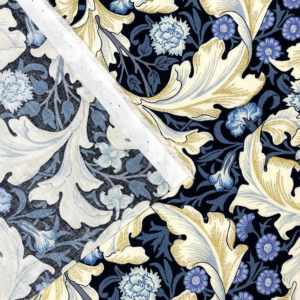 生地 【 V&A Fabric Collection レスター Leicester ネイビー 】 ブロード 110cm巾 コットン 綿100％ 薄手 薄地 ウィリアムモリス William Morris
