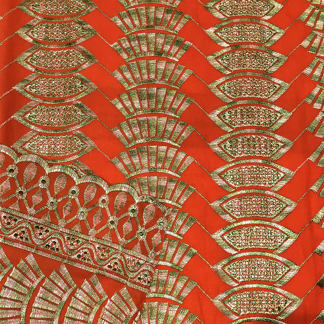 生地 【 刺繍レース パトラオレンジ 】 レース生地 103cm巾 刺繍レース 刺しゅう生地 立体レース 透け感レース 幾何学模様