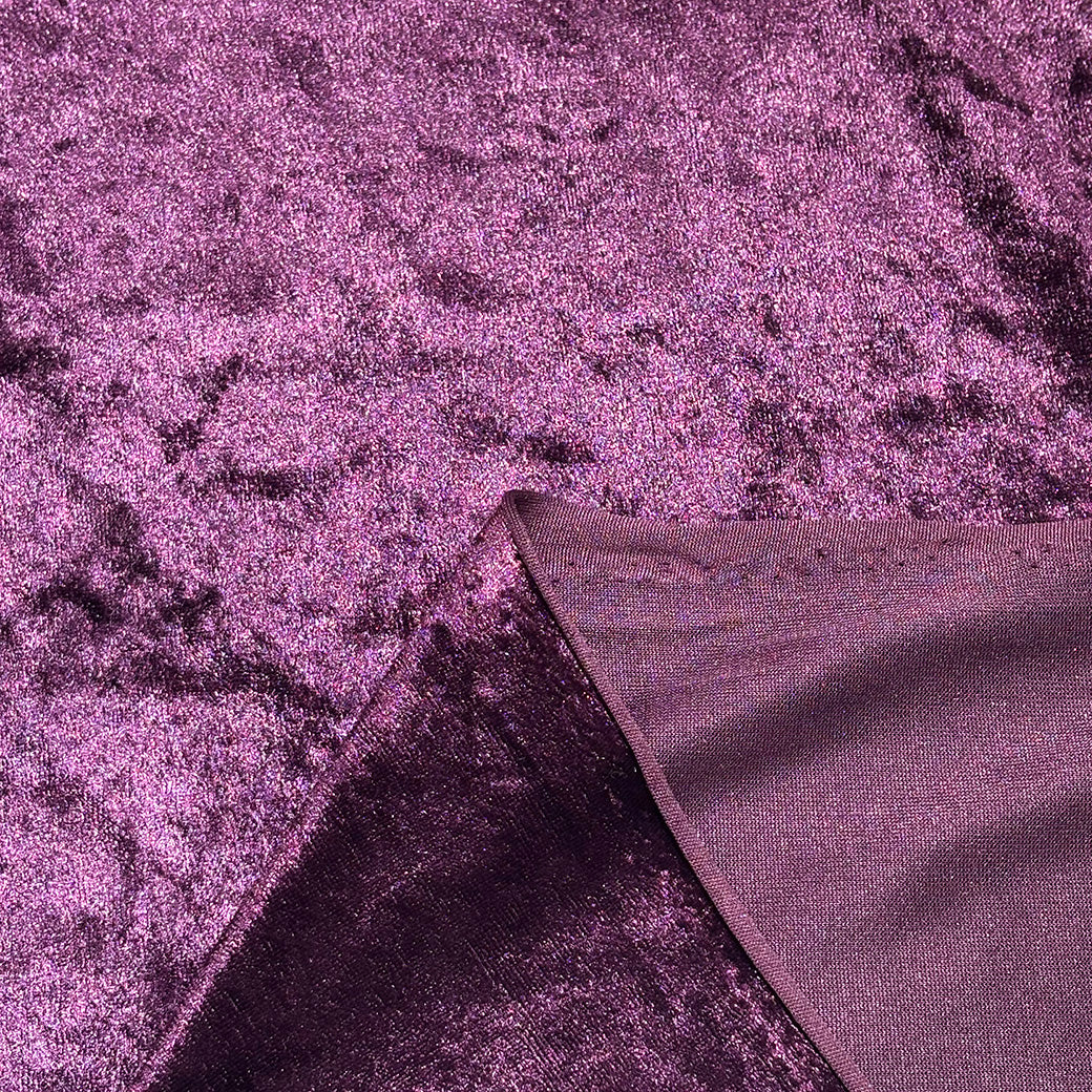 生地 【 クラッシュベロア パープル 】 ベロア生地 ベルベット 150cm巾 幅広 無地 ポリエステル