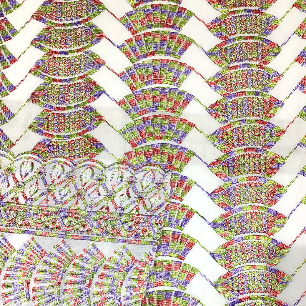 生地 【 刺繍レース エネルギッシュトリコ 】 レース生地 103cm巾 刺繍レース 刺しゅう生地 立体レース 透け感レース 幾何学模様