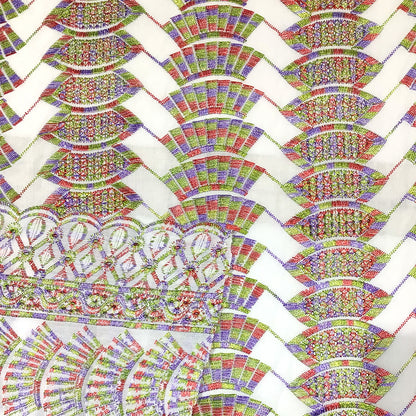 生地 【 刺繍レース エネルギッシュトリコ 】 レース生地 103cm巾 刺繍レース 刺しゅう生地 立体レース 透け感レース 幾何学模様