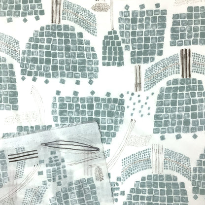 生地 【 60ローンプリント 景色 ミント 】 ローン生地 108cm巾 綿生地 綿 コットン 綿100％ 景色 ビュー 風景 風景柄 北欧風 北欧プリント