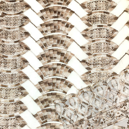 生地 【 刺繍レース ダイヤゴールド 】 レース生地 103cm巾 刺繍レース 刺しゅう生地 立体レース 透け感レース 幾何学模様