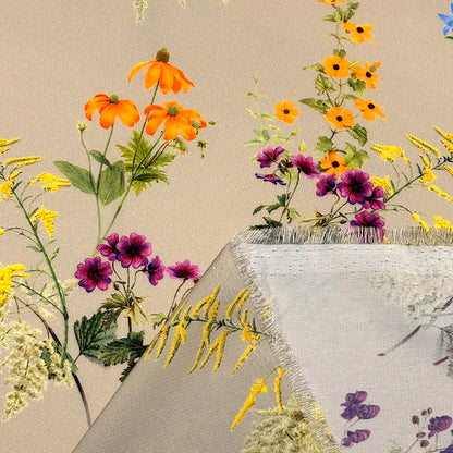 花柄ポリエステルプリント生地