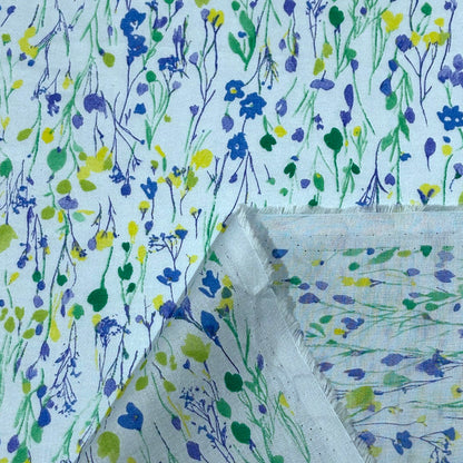 生地 【 60ローンプリント 花畑 ミント】 ローン生地 108cm巾 綿生地 綿 コットン 綿100％ 植物柄 花柄