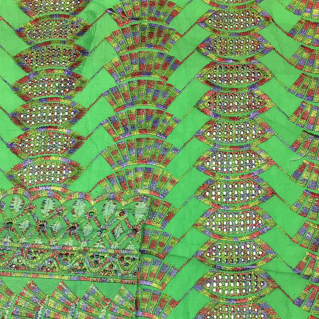 生地 【 刺繍レース トリコグリーン 】 レース生地 103cm巾 刺繍レース 刺しゅう生地 立体レース 透け感レース 幾何学模様