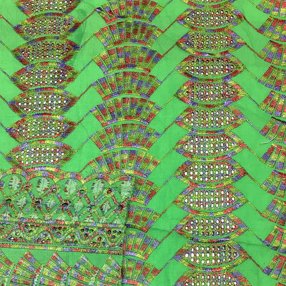 生地 【 刺繍レース トリコグリーン 】 レース生地 103cm巾 刺繍レース 刺しゅう生地 立体レース 透け感レース 幾何学模様
