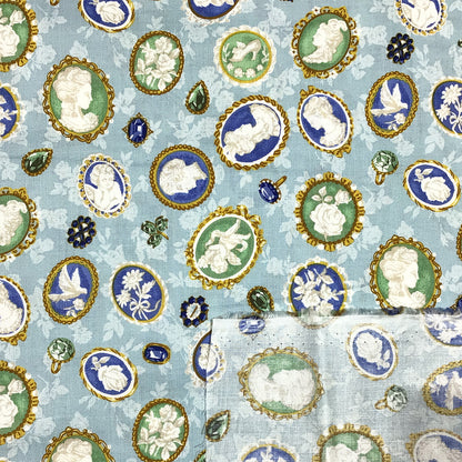 生地 【 QUILT GATE 西欧チャーム スカイ 】 キルトゲイト シーチング生地 108cm巾 貴婦人 マリーアントワネット カメオ ジュエル 西欧風 国産 綿プリント