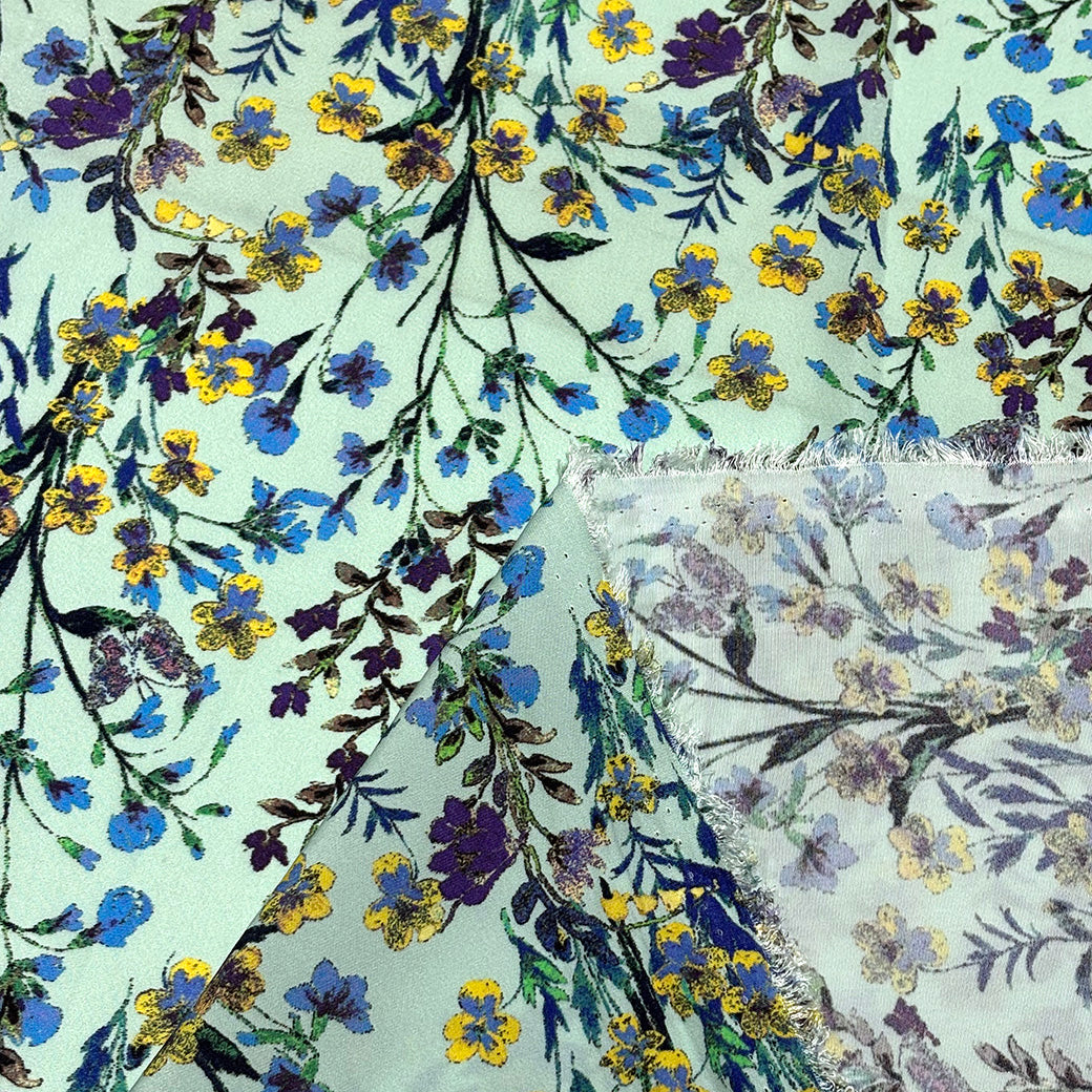 花柄ポリエステルプリント生地