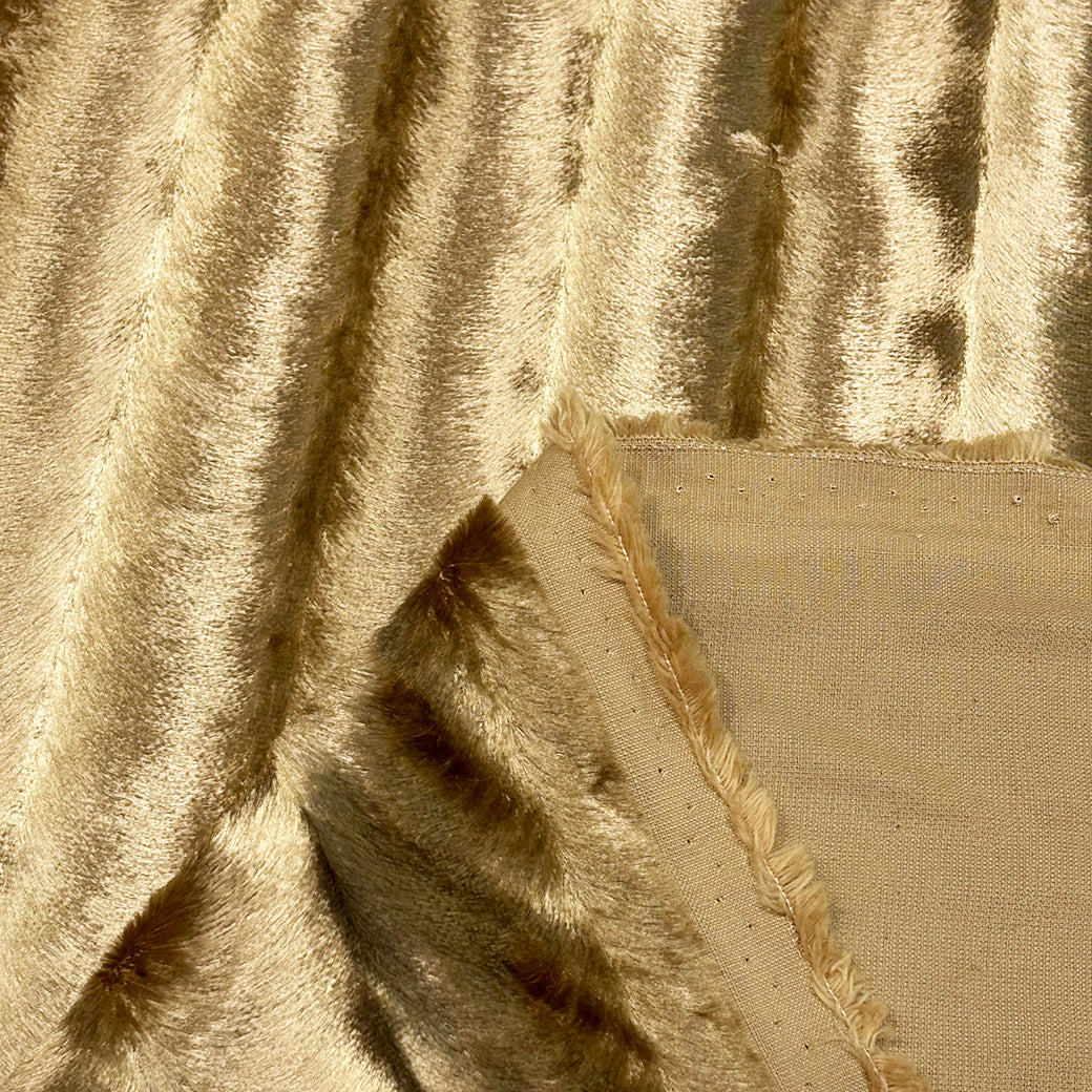 生地 【 シールファー ゴールド 】 ファー生地 フェイクファー シール生地 アニマルシール 137cm巾 なめらか さらさら ふわふわ 模造毛皮 毛短 薄手