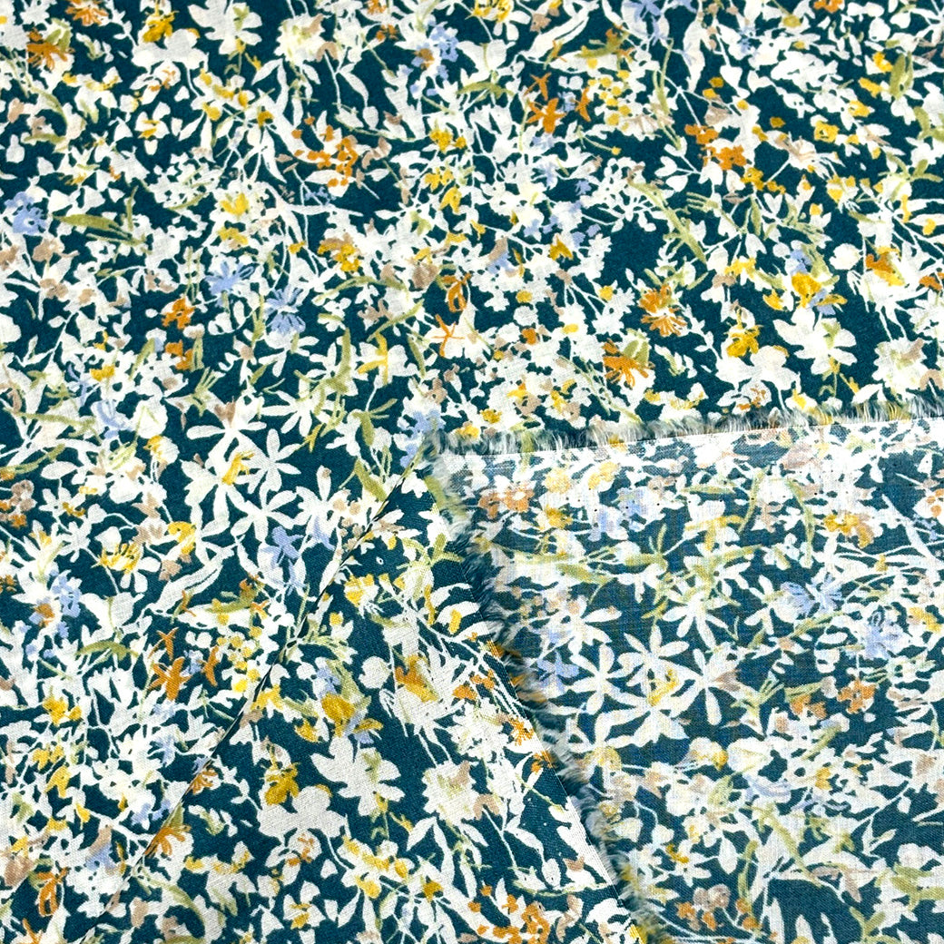 生地 【 60ローンプリント ボタニカル グリーン 】 ローン生地 108cm巾 綿生地 綿 コットン 綿100％ 植物柄 花柄