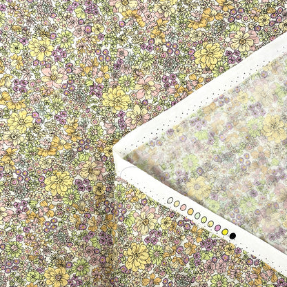 生地 【 リップル 花柄プリント 桜×クリーム 】 110cm巾 綿100％ リップル生地 コットンリップル 凹凸生地 サッカー生地 花柄プリント