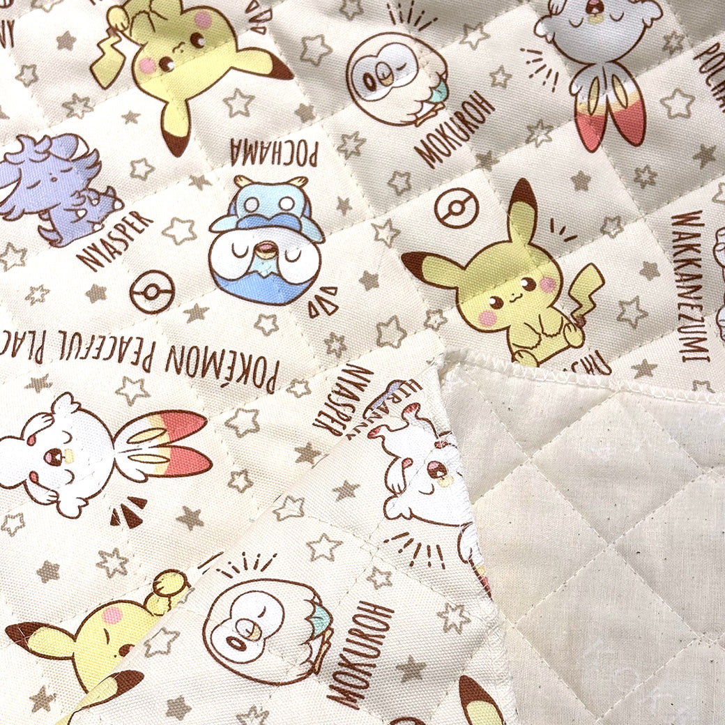 生地 【 ポケピース キルト オフ 】 ポケモン ポケットモンスター 105cm巾 コットン 綿100％ キルティング生地 キャラクター 総柄