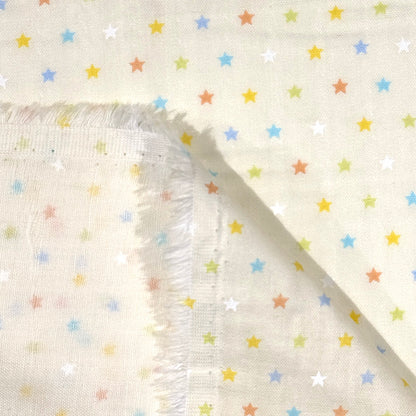 生地【Wガーゼ 星 クリーム×カラフル】ガーゼ生地 ガーゼ ベビー 男の子 女の子 ふんわり やわらか コットン100％ コアラ