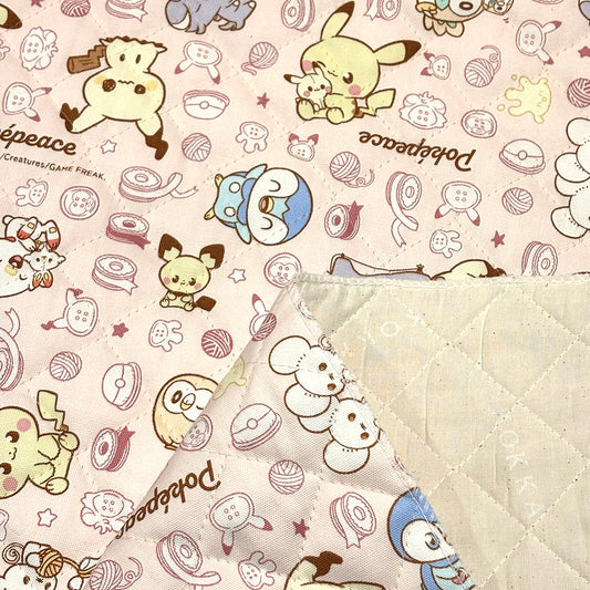生地 【 ポケピース キルト 薄ピンク 】 ポケモン ポケットモンスター 105cm巾 コットン 綿100％ キルティング生地 キャラクター
