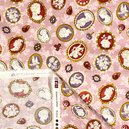 生地 【 QUILT GATE 西欧チャーム ピンク 】 キルトゲイト シーチング生地 108cm巾 貴婦人 マリーアントワネット カメオ ジュエル 西欧風 国産 綿プリント