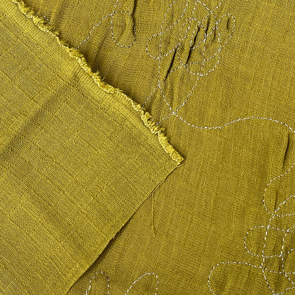 生地 【 二重織 ファージ刺繍 オリーブ 】 110cm巾 二重織生地 刺繍生地 立体刺繍 ポリエステル生地 デザイン生地