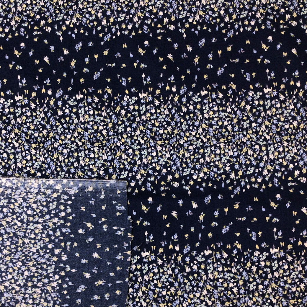 生地 【 60ローンプリント 小花 紺 】 ローン生地 108cm巾 綿生地 綿 コットン 綿100％ 植物柄 花柄 北欧風