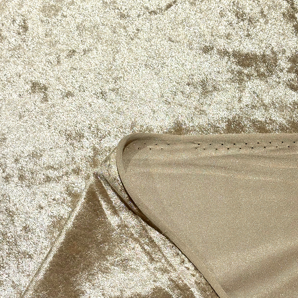 生地 【 クラッシュベロア 薄ベージュ 】 ベロア生地 ベルベット 150cm巾 幅広 無地 ポリエステル