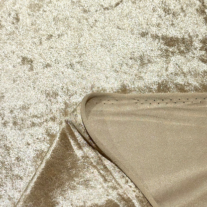 生地 【 クラッシュベロア 薄ベージュ 】 ベロア生地 ベルベット 150cm巾 幅広 無地 ポリエステル