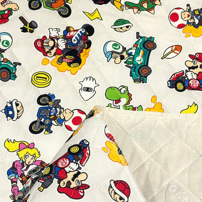 生地 【 マリオカート キルト 白】 キルト生地 キルティング 105cm巾 コットン 綿100％ キャラ生地 キャラクター