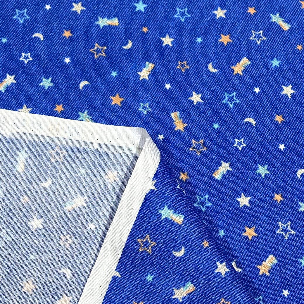 生地 【 オックス ラメ☆デニム 2色 】 オックス生地 綿プリント 110cm巾 綿100％