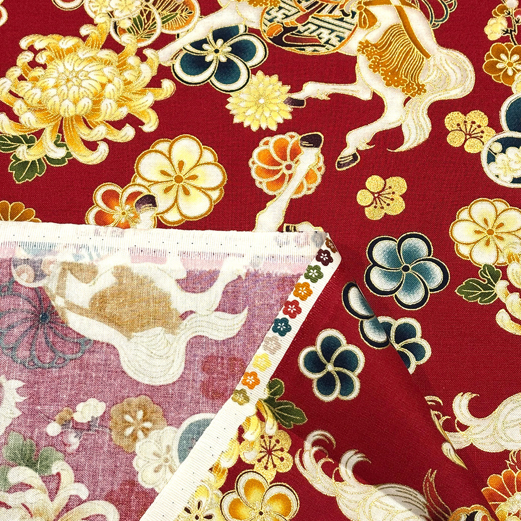 和柄馬シーチング生地