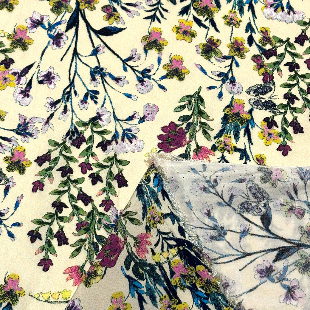 花柄ポリエステルプリント生地