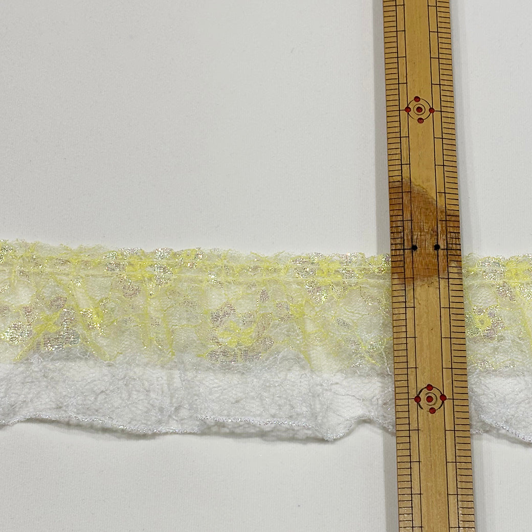 リボン 【 ラメフリルレース 60mm イエロー 】 ラメリボン フリルリボン レース キラキラ 手芸リボン ハンドメイド