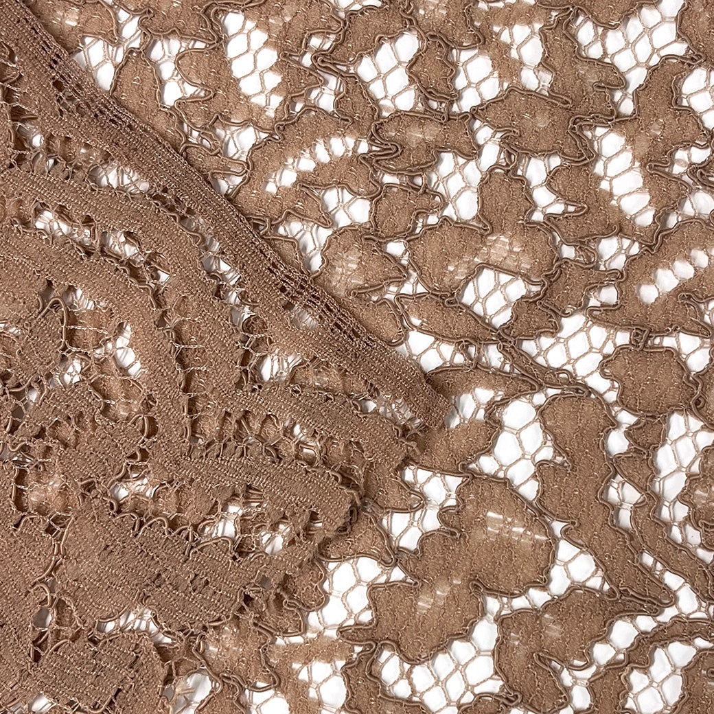 生地 【 Nコードレース ミルクティー 】 105cm巾 コードレース生地 ナイロンレース 刺繍レース