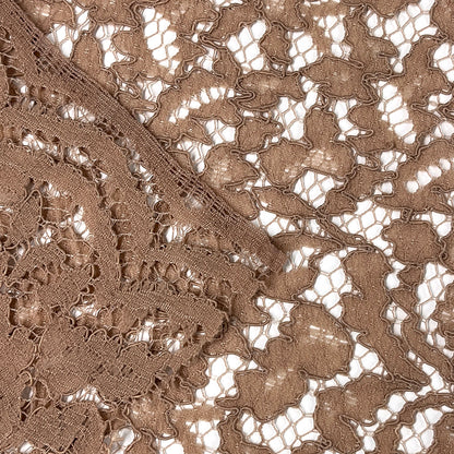 生地 【 Nコードレース ミルクティー 】 105cm巾 コードレース生地 ナイロンレース 刺繍レース