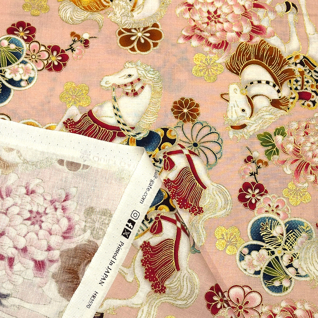 和柄馬シーチング生地