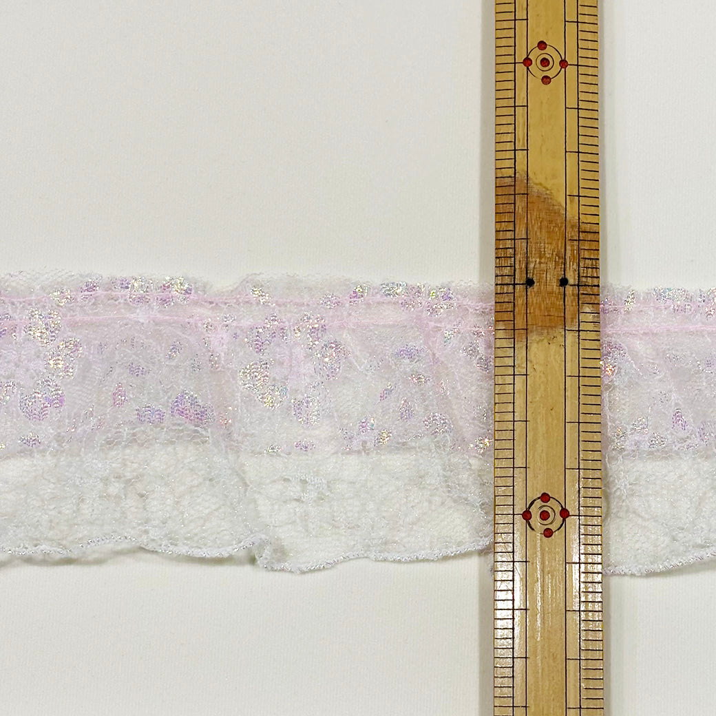 リボン 【 ラメフリルレース 60mm ピンク 】 ラメリボン フリルリボン レース キラキラ 手芸リボン ハンドメイド
