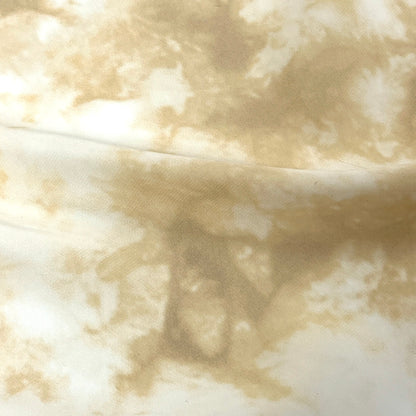 地 【 75Dサテン水彩PT 薄黄茶】 148cm巾 幅広 水彩プリント生地 サテンプリント生地 ポリエステルサテン