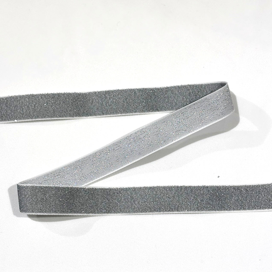 Elite エリートラメベルベットリボン シルバー 19mm 】 片面 ベロア