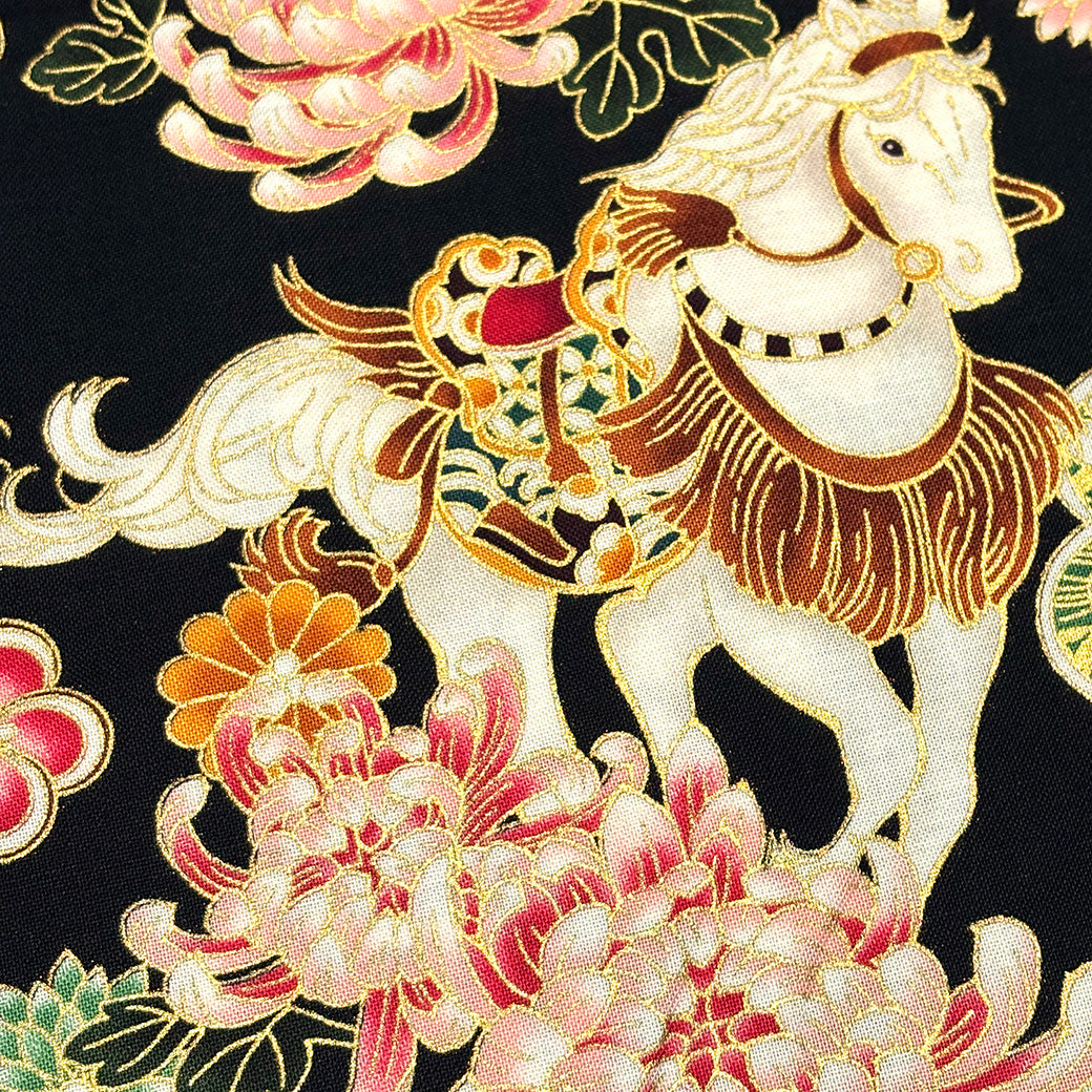 和柄馬シーチング生地