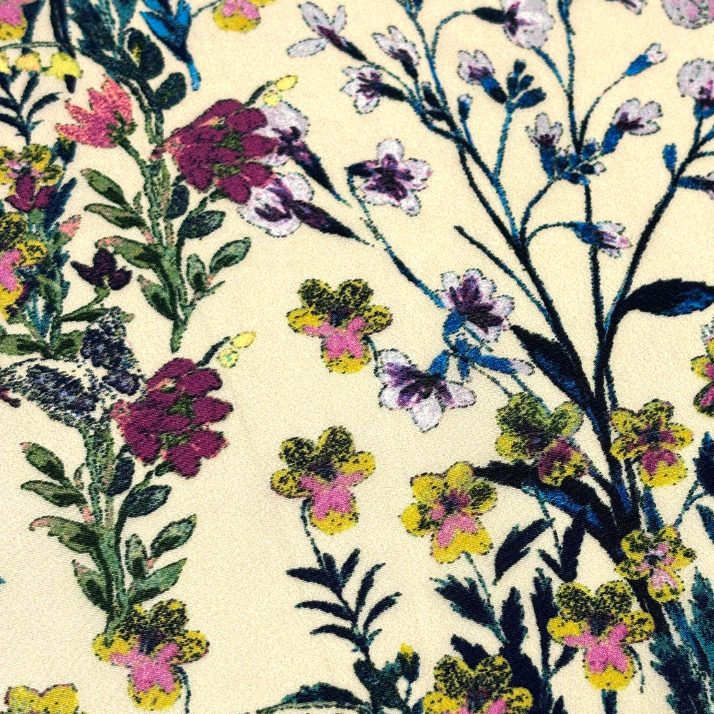 花柄ポリエステルプリント生地