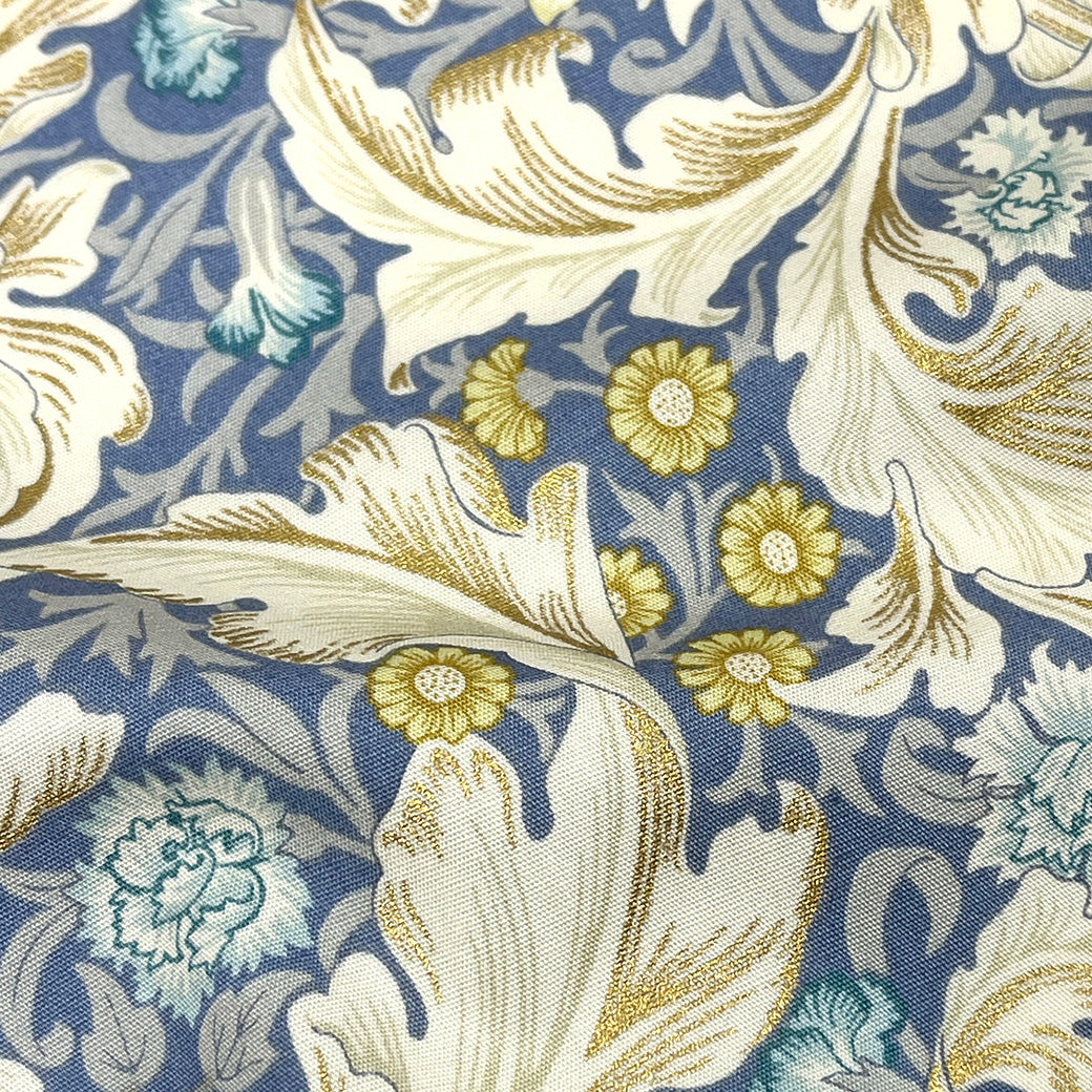 生地 【 V&A Fabric Collection レスター Leicester アンティークブルー 】 ブロード 110cm巾 コットン 綿100％ 薄手 薄地 ウィリアムモリス William Morris