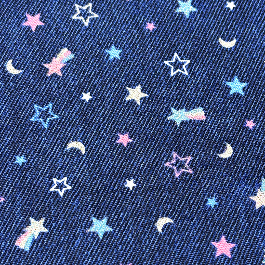 生地 【 オックス ラメ☆デニム ネイビー 】 オックス生地 綿プリント 110cm巾 綿100％