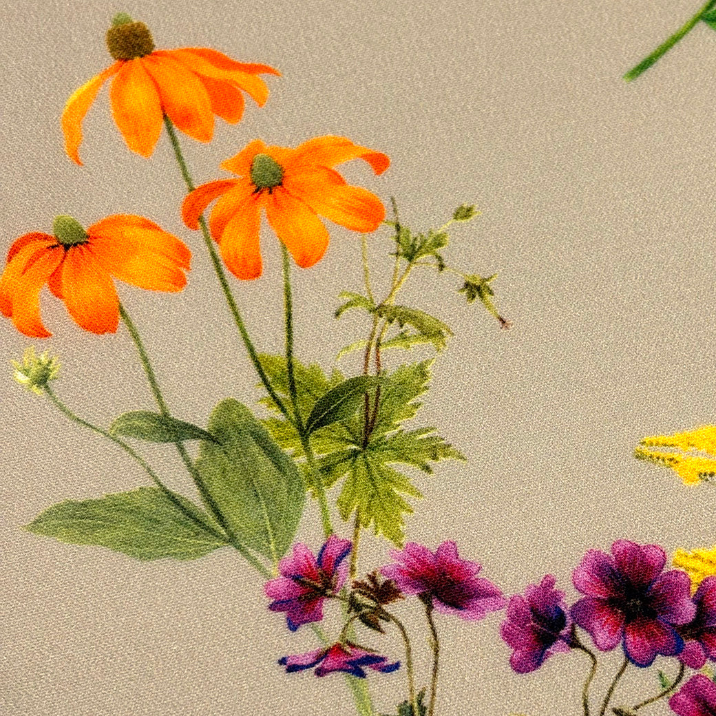 花柄ポリエステルプリント生地