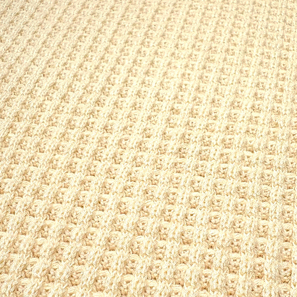 生地 【 厚手ワッフルニット クリーム 】 120cm巾 ワッフル生地 凹凸ニット 厚手ニット