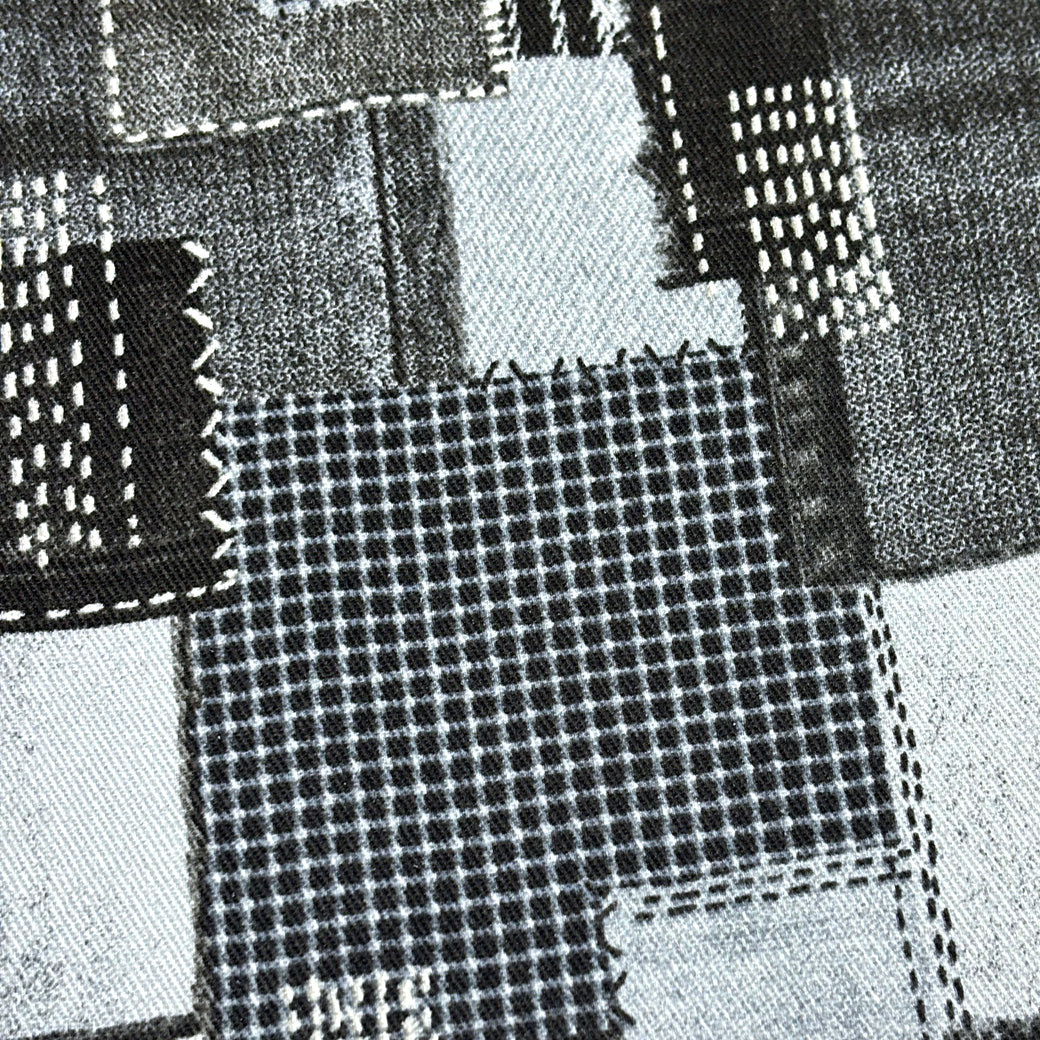 デニムパッチワークプリント生地