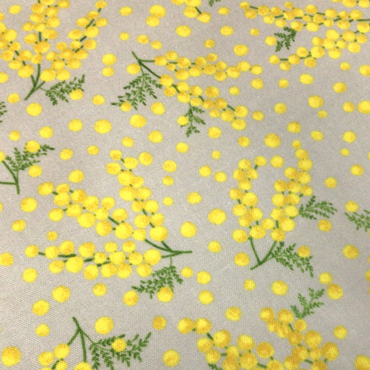 生地 【 ミモザ オックスフォード ライトグレー 】 オックス生地 綿プリント 110cm巾