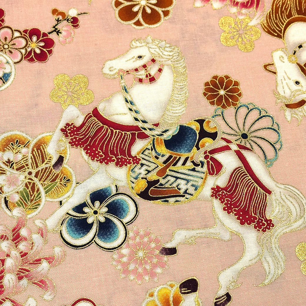 和柄馬シーチング生地