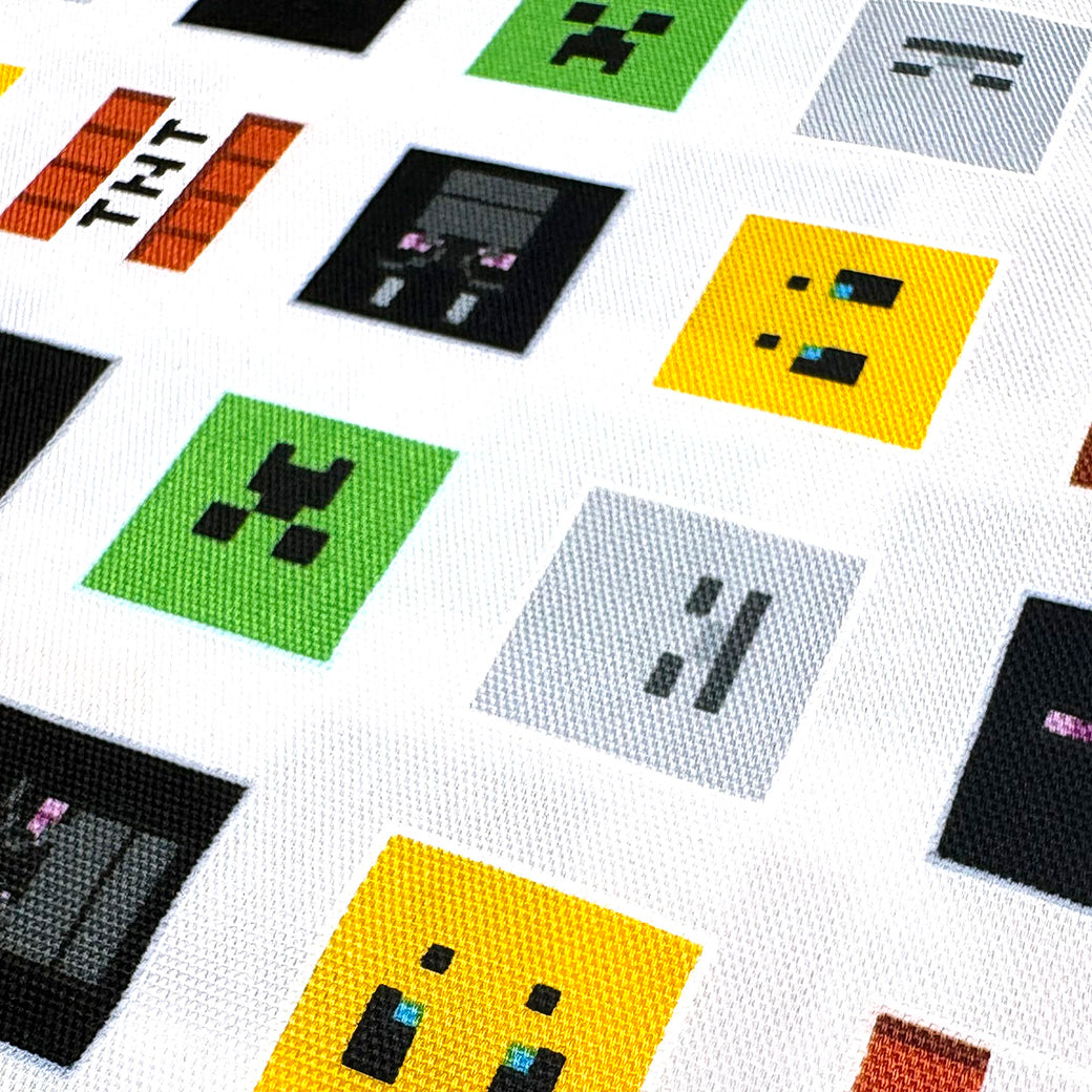 生地 【 マインクラフト オックスフォード 白 】 108cm巾 綿100％ キャラクター生地 ブロック柄生地 マイクラ柄