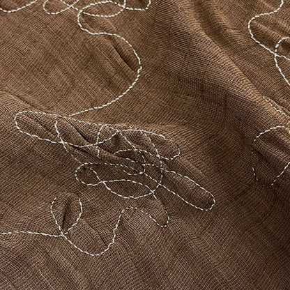 生地 【 二重織 ファージ刺繍 マロン】 110cm巾 二重織生地 刺繍生地 立体刺繍 ポリエステル生地 デザイン生地