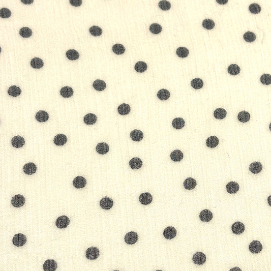 生地 【 シルク楊柳 ドット ベージュ×黒 】 シルク生地 楊柳生地 105cm巾 シアー シフォン