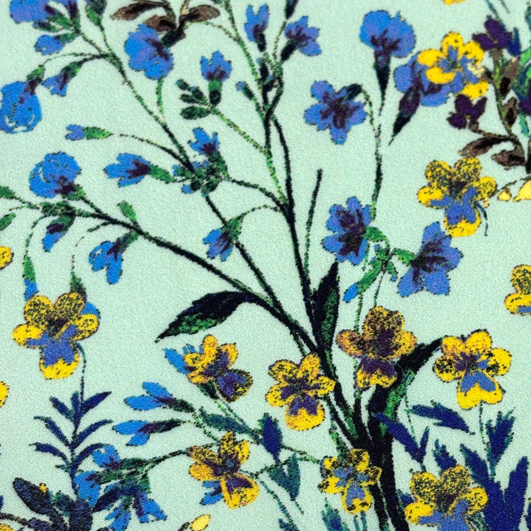花柄ポリエステルプリント生地